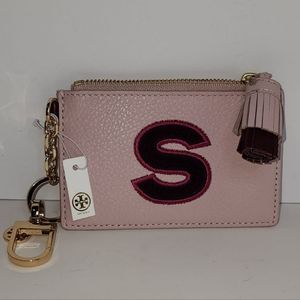 Tory Burch Monogram Card Case Key Fob Initial S